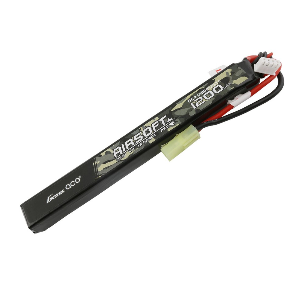 Gens Ace 25C 1200mAh 3S 11.1V Slim Airsoft Battery With Tamiya Plug-image