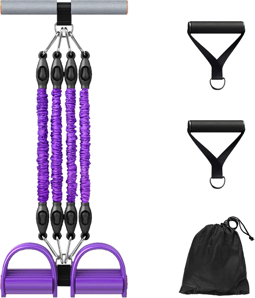 Pedal Resistance Band with Handle Situp Equipment, Multifunction Tension Exercis