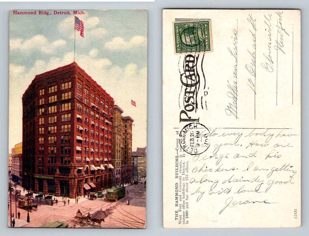Detroit, MI-Michigan, Hammond Building Vintage Postcard