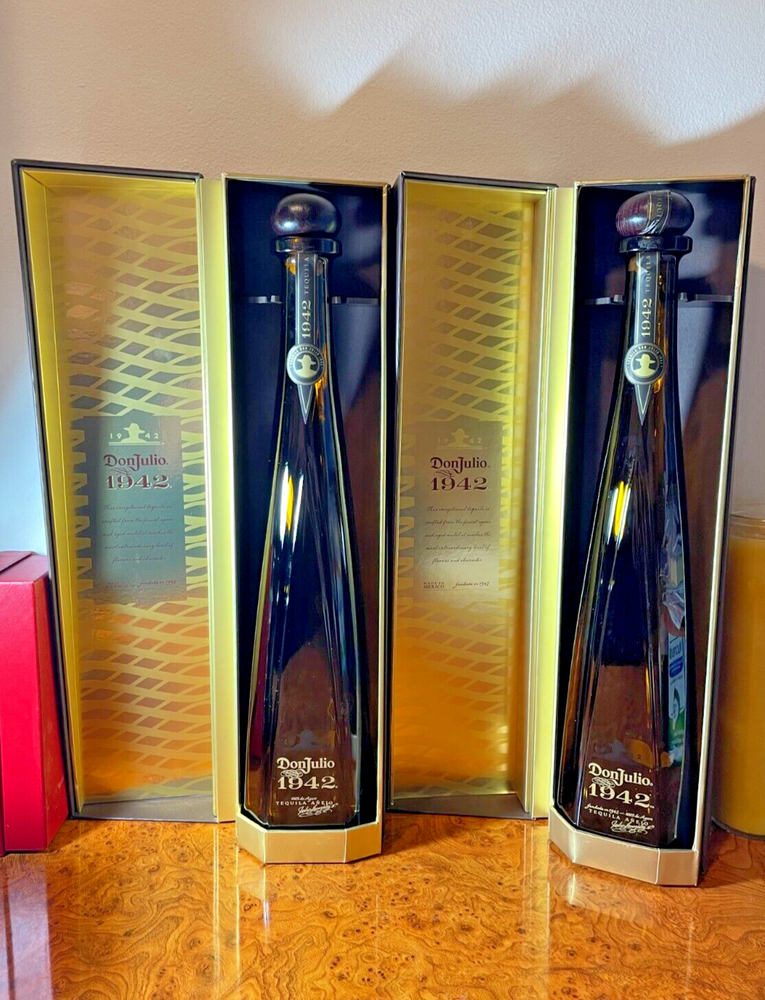 SET OF 2 - Don Julio 1942 Tequila Anejo Empty Bottles 750ml with corks and boxes
