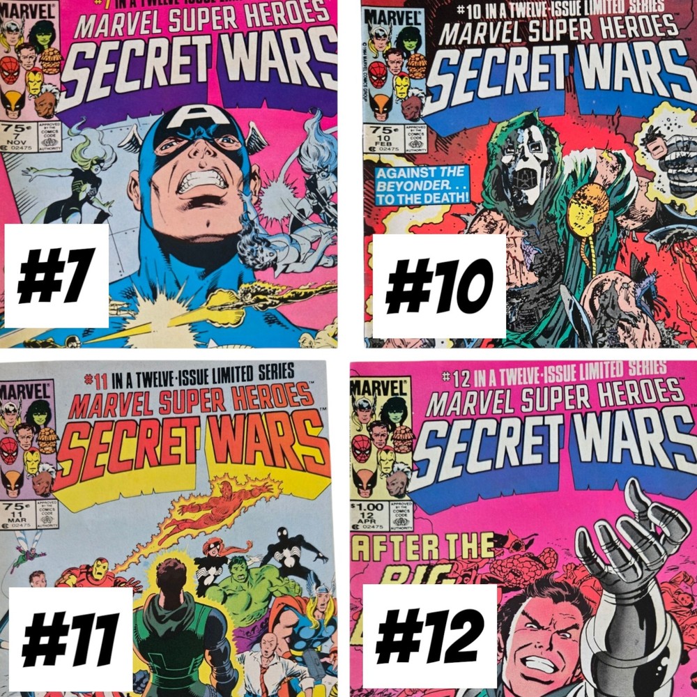 Marvel Secret Wars 7 10 11 & 12 1985 Newsstand Doctor Doom Key Issues  
