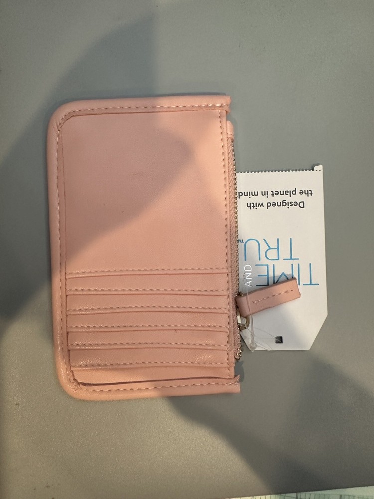 Time and Tru Womens Ethel Small Pink Card Wallet with Coin Purse  