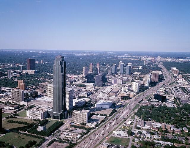 Photo:Houston Texas Transco Tower Skyline 1980s Aerial View