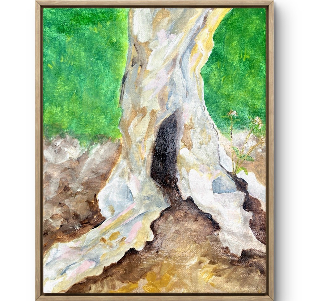 TITA PAINTZ Eucalyptus Tree Stump Hand Painted Wall Art 8x10 Canvas
