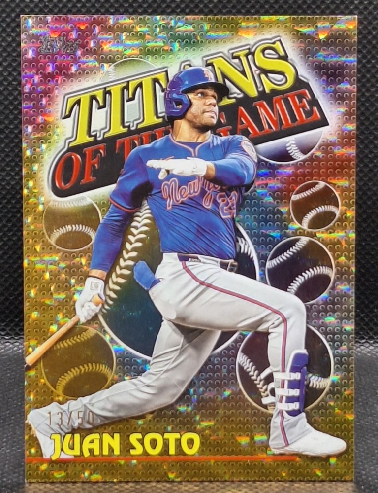 Juan Soto 2026 Topps Series 1 Gold Crackle Foil Titans of the Game SSP /50 Mets
