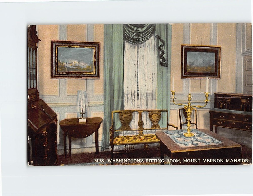 Postcard Mrs. Washington's Sitting Room Mt. Vernon Virginia USA