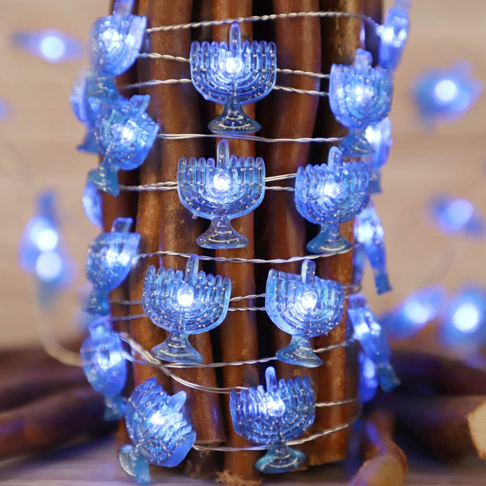 Chanukah Decorative String Lights, 10Ft 40 LED Hanukkah Menorah Twinkle Lights B