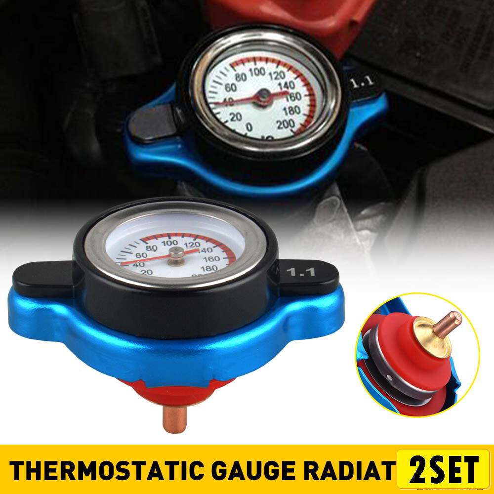 2-Pack Car Radiator Cap Cover with Built-In Temperature Gauge