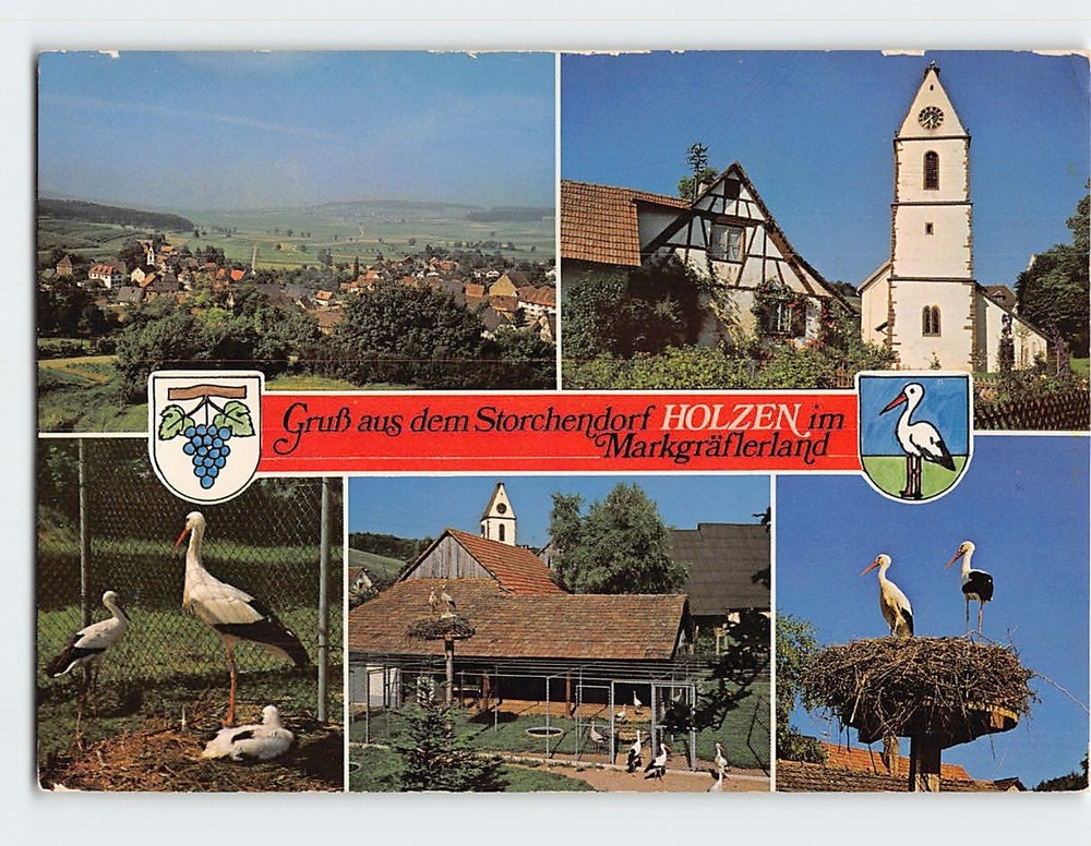 Postcard Gruß aus dem Storchendorf Holzen im Markgräflerland Kandern Germany