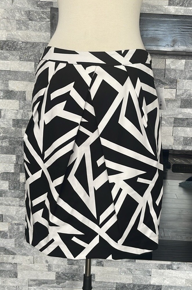 Liz Claiborne Black White Abstract Pencil Bubble Skirt Size 12 Casual Work Wear-image