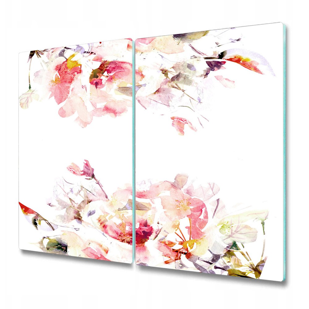 Glass Chopping Cutting Board Worktop Saver Spring Floral Watercolour 2x30x52