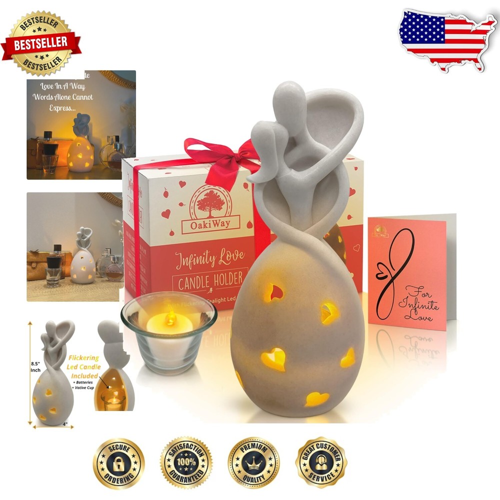 Romantic Infinity Love Candle Holder with Flickering LED - Ideal Wedding Gift