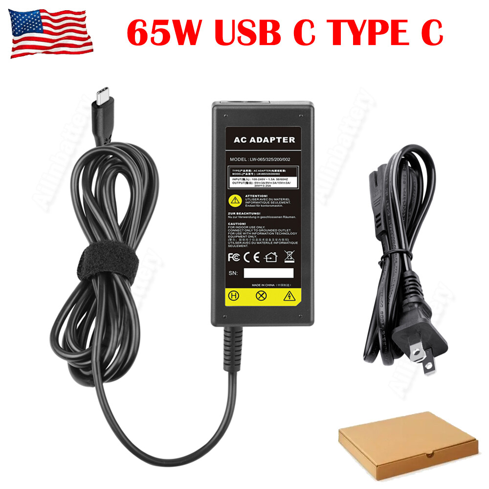65W USB C AC Adapter Charger for Dell Latitude 5290 7200 7400 2 in 1 LA65NM170