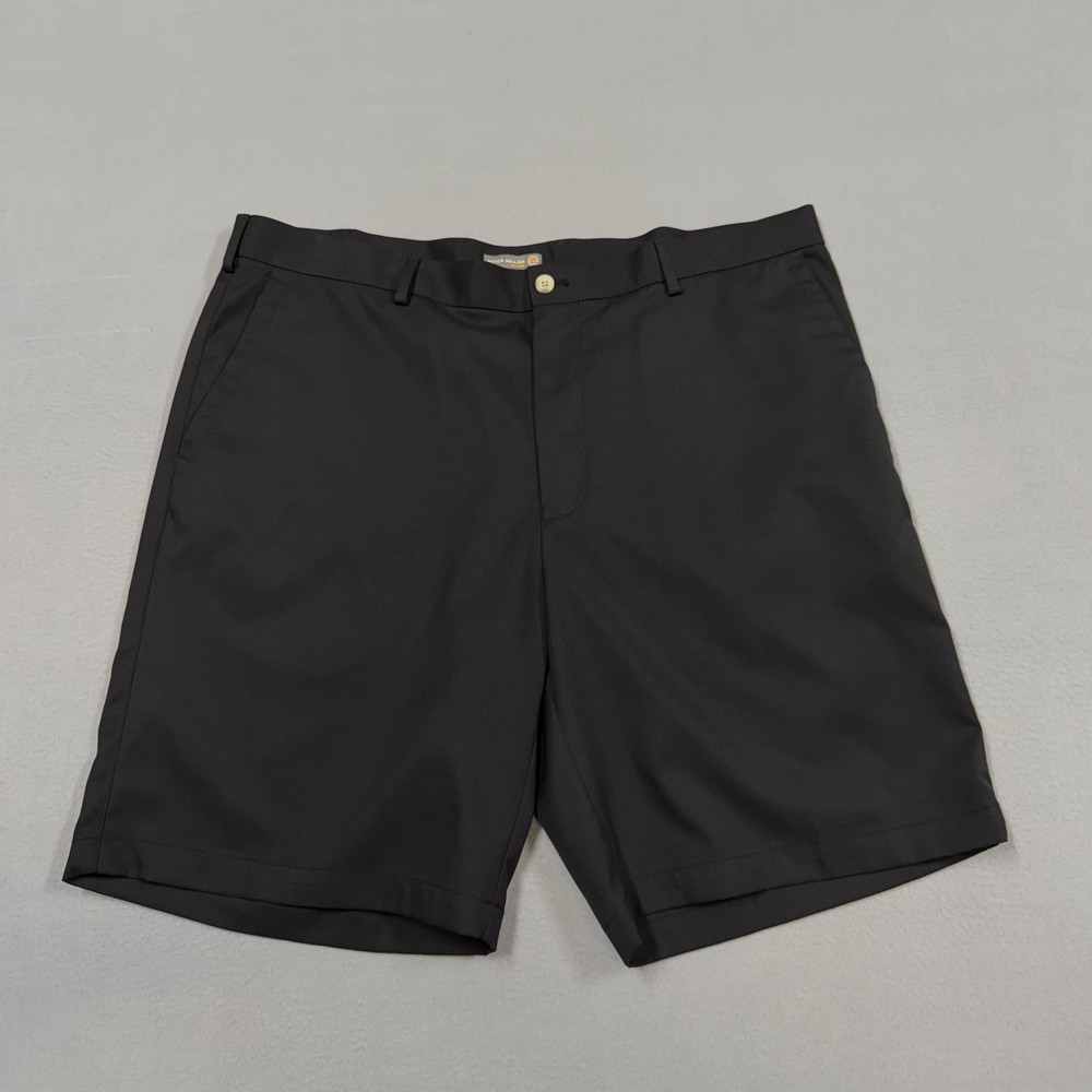 Peter Millar Shorts Mens 40 Black Chino Flat Front Golf Casual 9 Inseam Summer