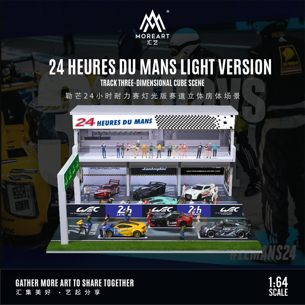 Diorama 1/64 Car Garage Model LED Lighting Track Parking Lot Scene Display Model