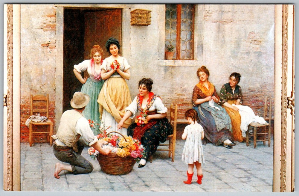 Vtg Postcard Venetian Flower Vendor Baltimore, MD 1960s