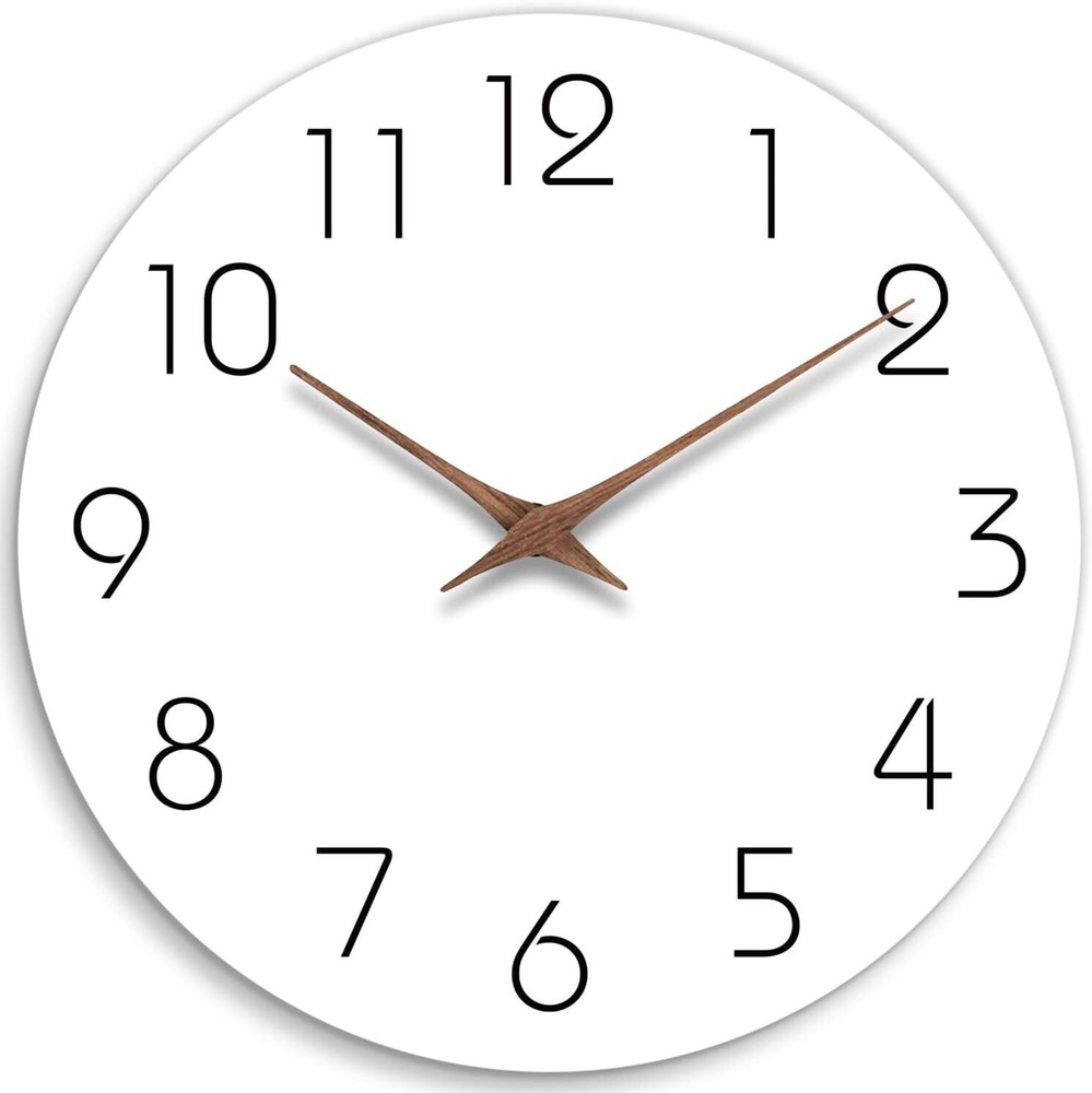 10 Inch Modern Large Silent Quartz Wall Clock Dark White Indoor Outdoor