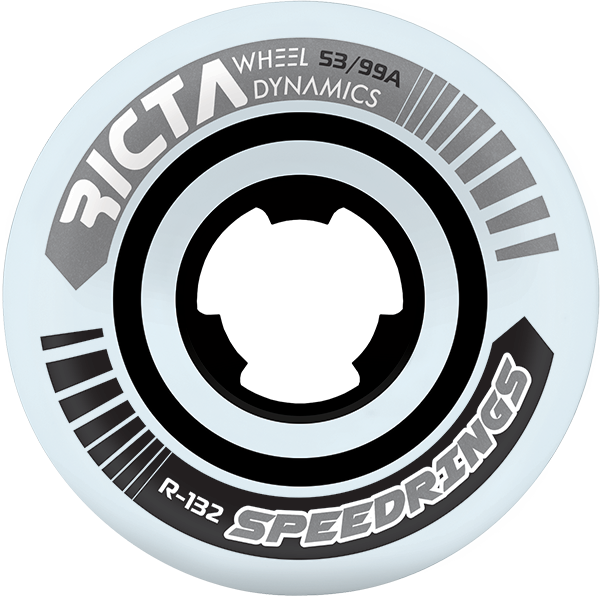 RICTA SPEEDRINGS WIDE 53mm 99a WHT W/SILVER WHEELS SET