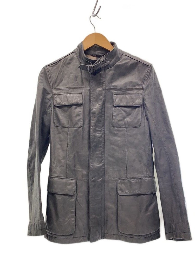 Armani Collezioni Leather Jacket Blouson/46/Leather/Gry 10901