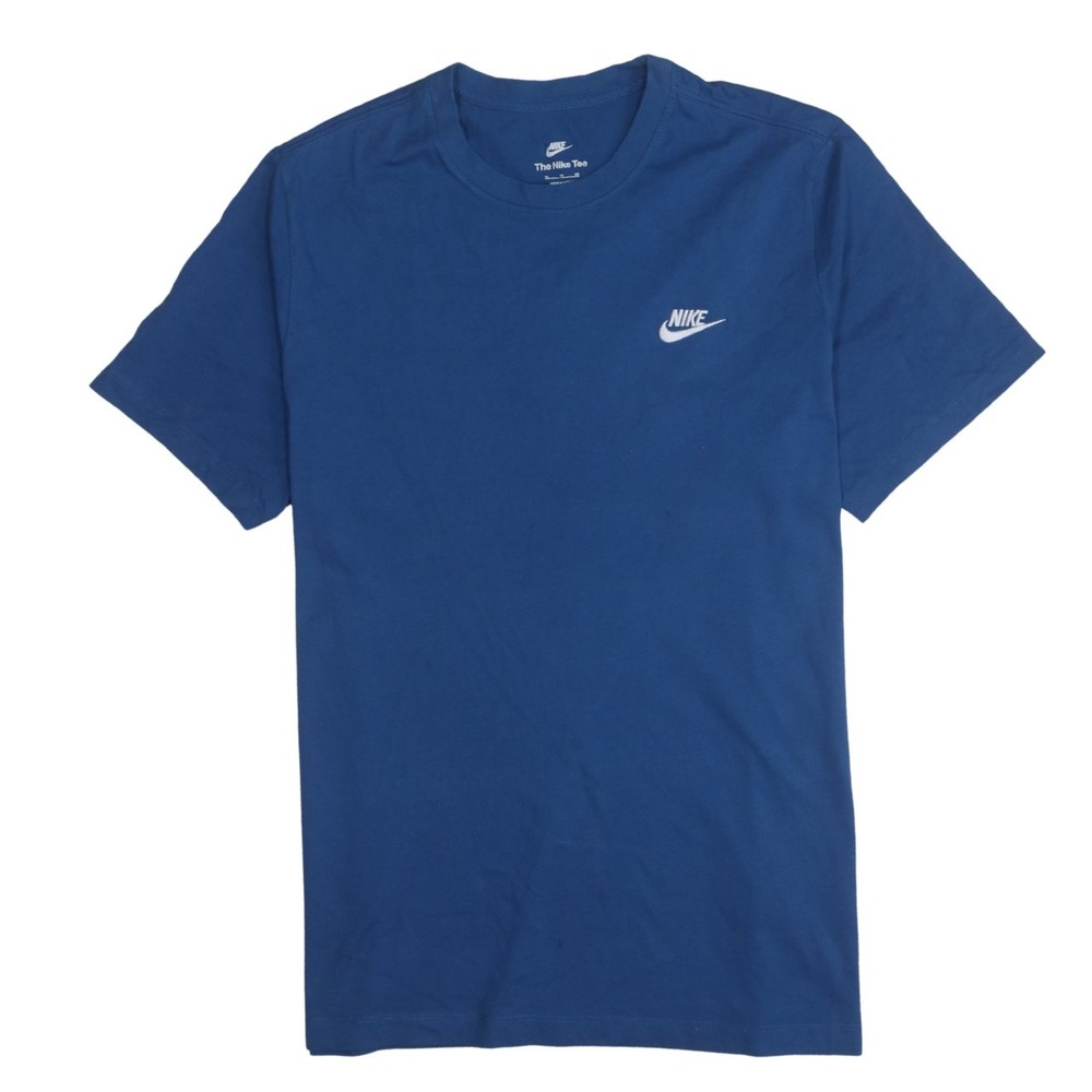 Nike Womens T Shirt Blue Cotton Short Sleeve Relaxed Fit Swoosh Logo Tee XL
