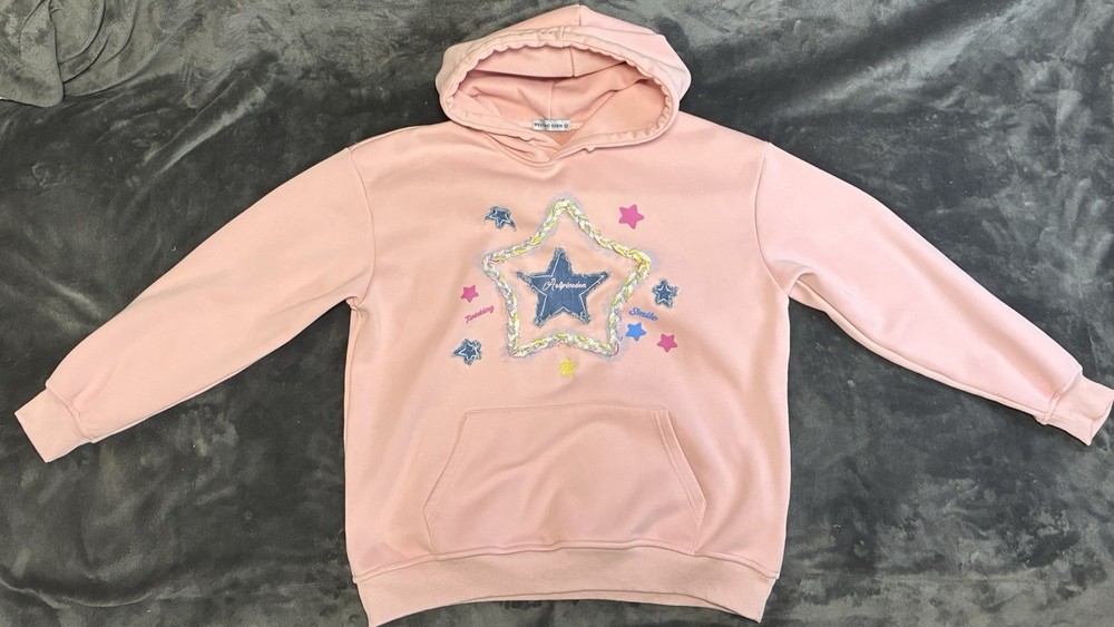 Aelfric Eden Star Print Hoodie Light Pink, Size Medium