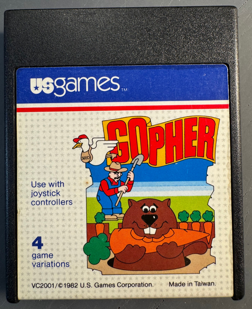 (G+) Gopher Atari 2600 U.S. Games VC2001 1982 Tested Working Cleaned Cartridge