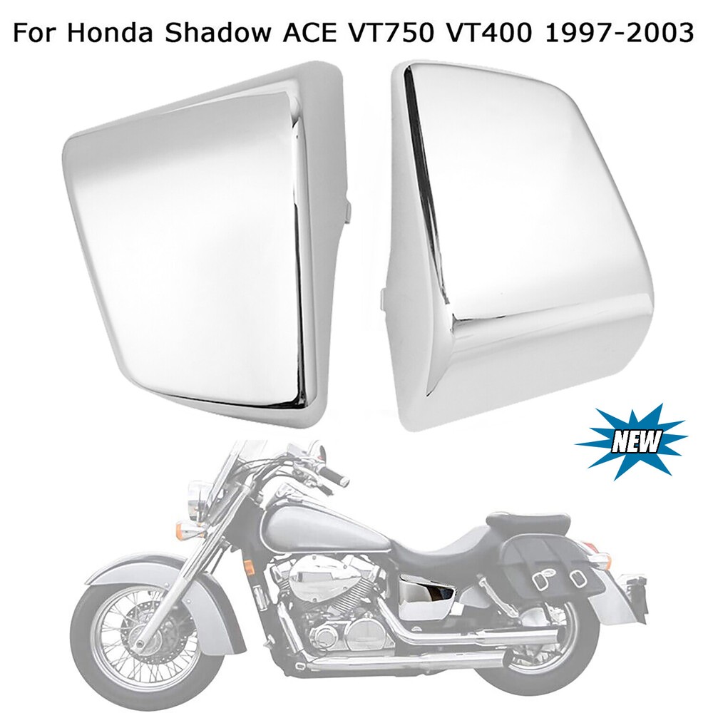 Chrome L & R Side Fairing Battery Cover For Honda Shadow ACE VT750 VT400 1997-03-image