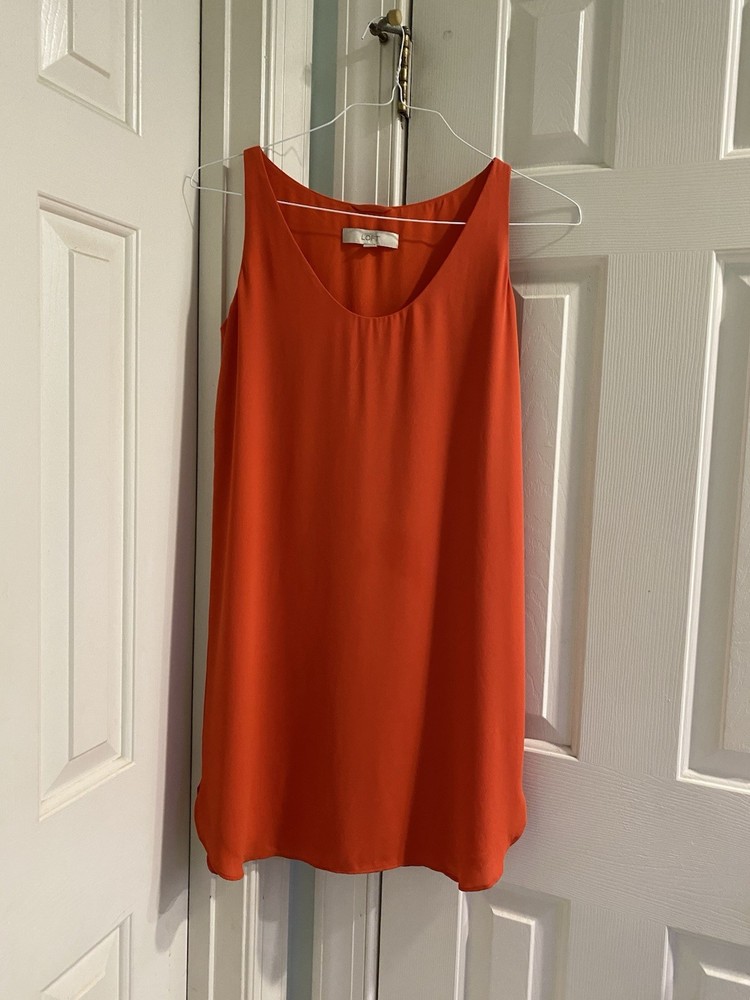 Ann Taylor Loft Orange Shift Classic Minimalist Mini Dress Women Size XS Lined