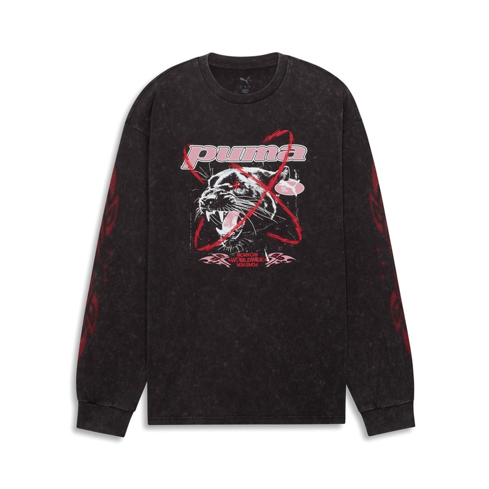 PUMA PumatechX Crew Neck Long Sleeve Pullover T-Shirt Womens Black Casual Tops 6