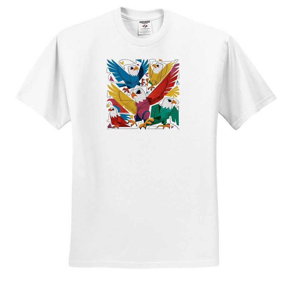 Cool Artistic Flying Eagles Abstract Animal Graphic T-Shirt