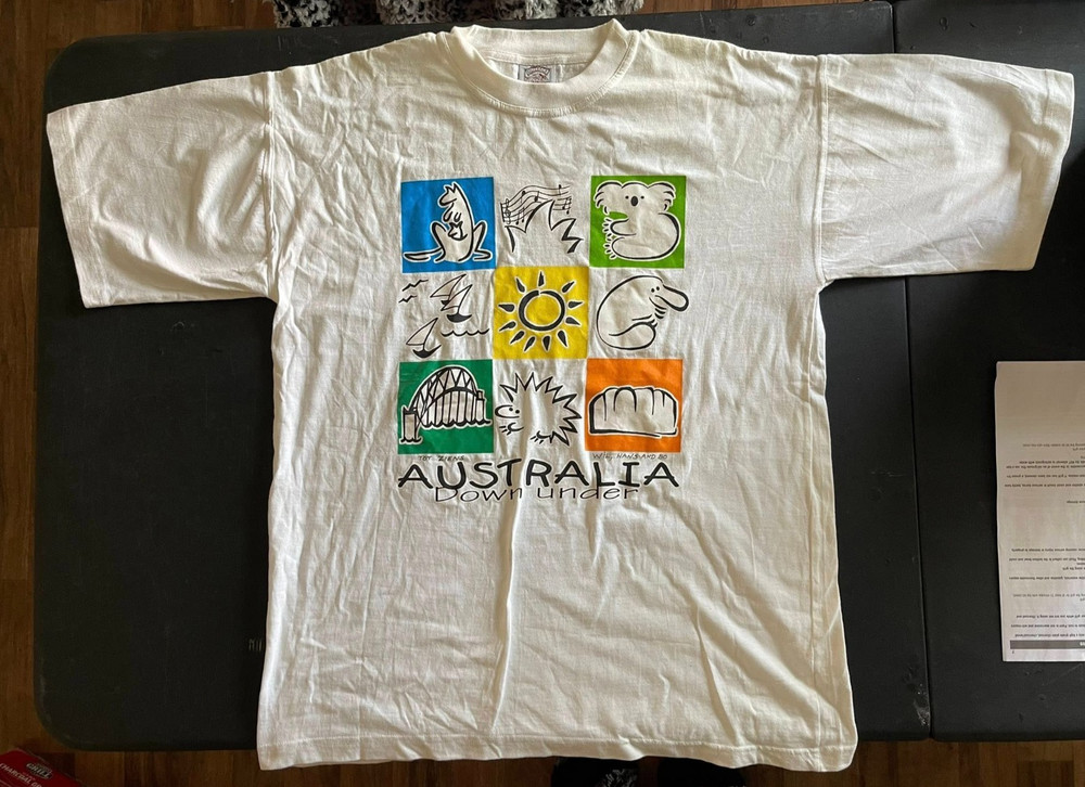 Outback Red Graphic Australia Down Under White T-Shirt Men's Size 1XL