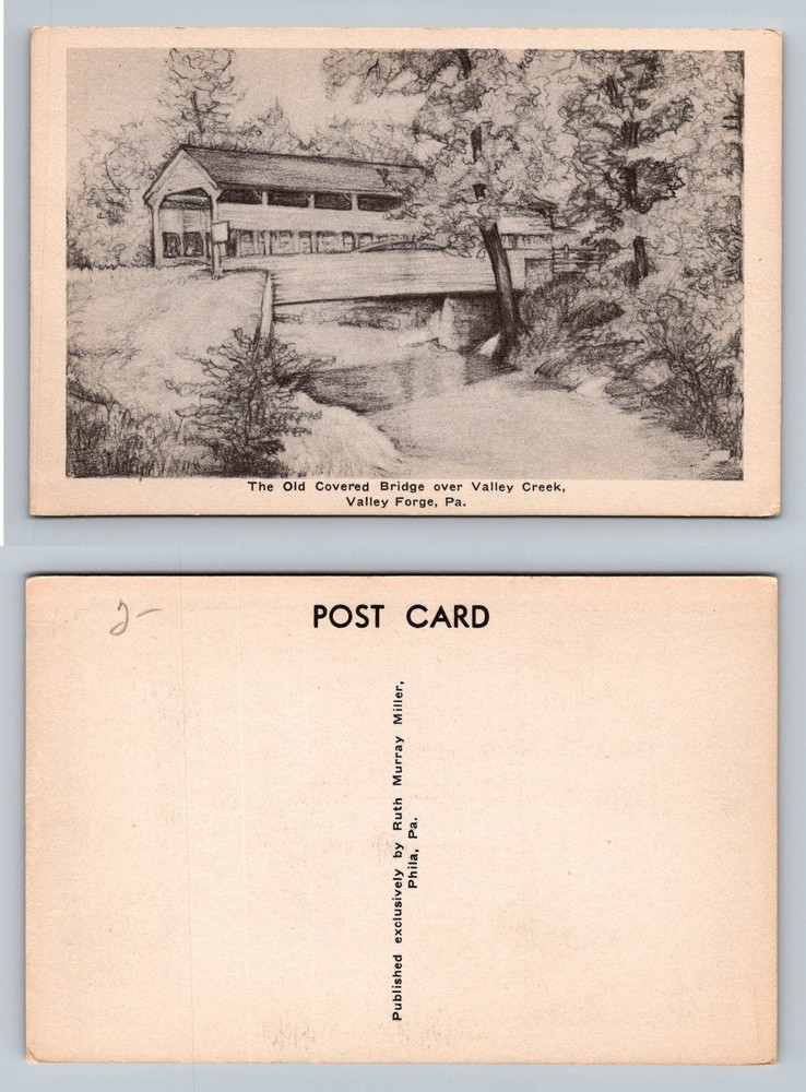 Valley Forge, PA-Pennsylvania, Old Covered Bridge Valley Creek Vintage Postcard