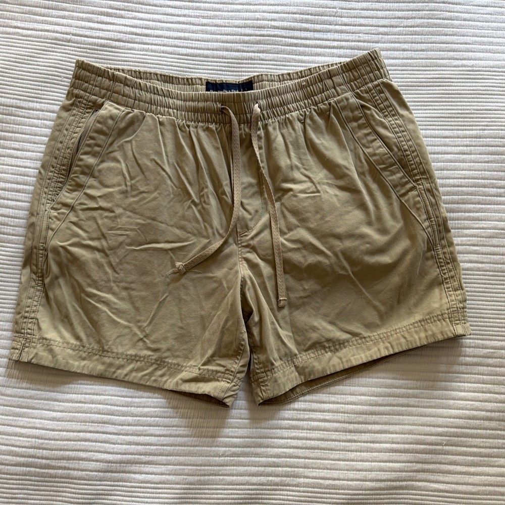 Abercrombie & Fitch Men's Large Khaki Pull-on Shorts Elastic Waist Drawstring