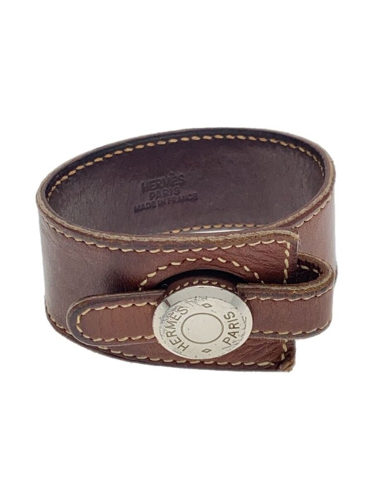 Hermes Dalviserie Leather Bracelet Brown Women 2721