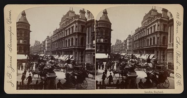 Photo:Cheapside London England 1887 Street Scene Horse Carriages
