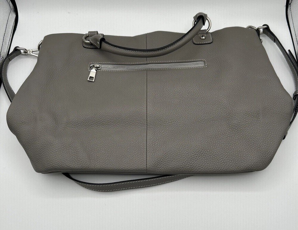 KATTEE Womens Soft Leather Tote Bag Top Satchel Purse Large Gray 14x6x11