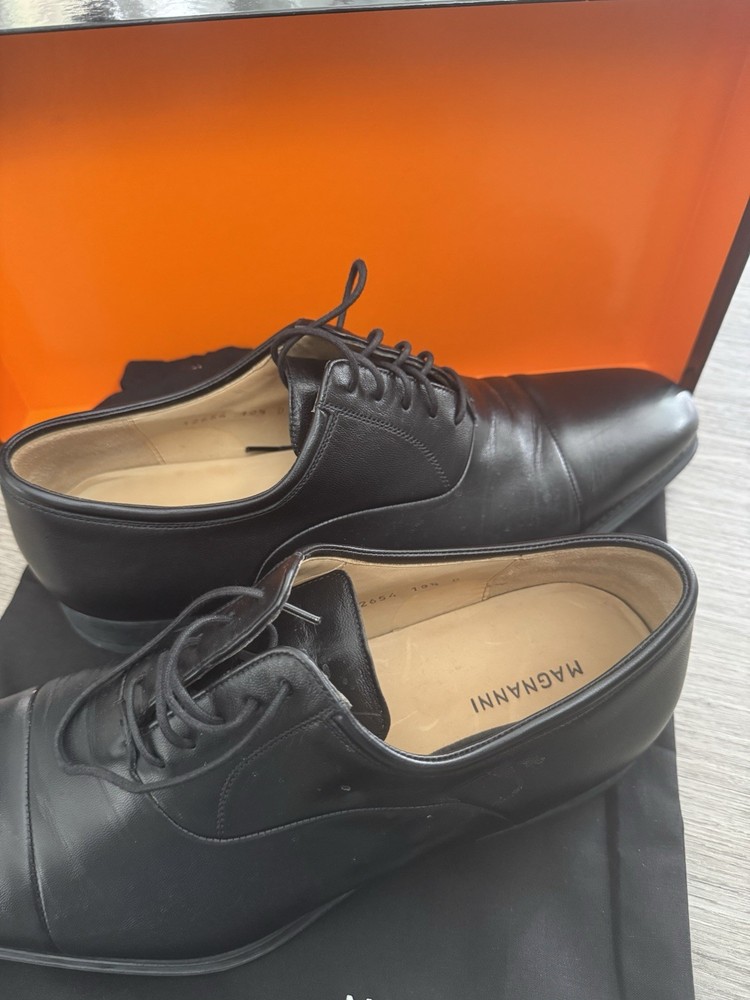 Magnanni 12654 Black Leather Cap Toe Oxford Dress Shoes Men's Size 10.5 D