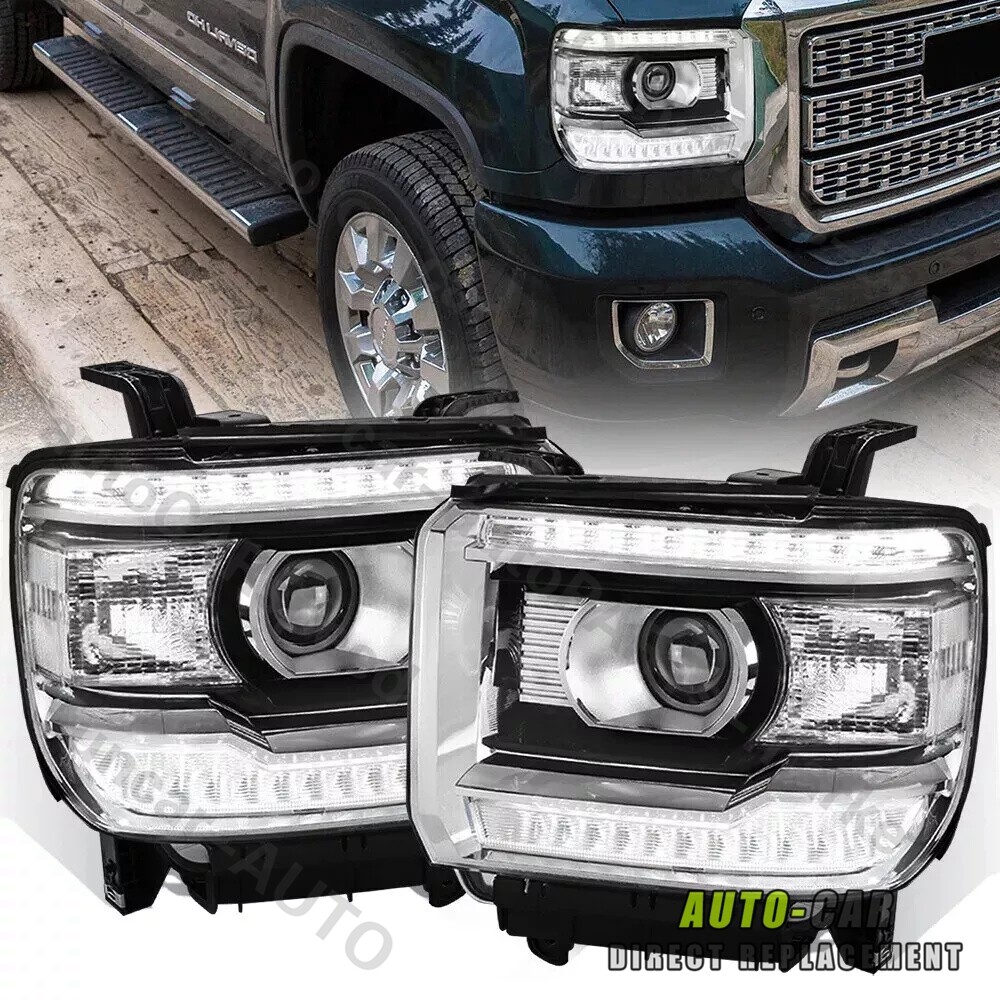 Headlight Set FOR 2014-2018 GMC Sierra 1500 2015-2019 Sierra 2500 HD 3500 DE/CA