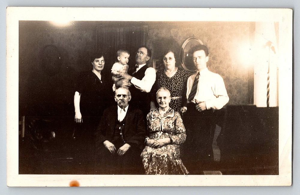Vintage Old Indoor Antique Photo Picture Home Family House Men Women Baby 1940