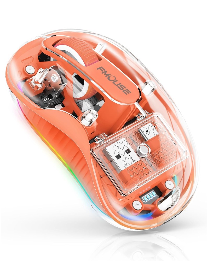 Sleek Transparent Wireless Mouse with Dual Bluetooth and 2.4GHz Multi-Device Connectivity
