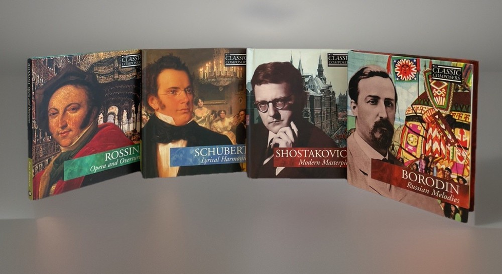 Classic Composers-Lot of 4 CD Books(Schubert-Shostakovich-Rossini-Borodin) Used