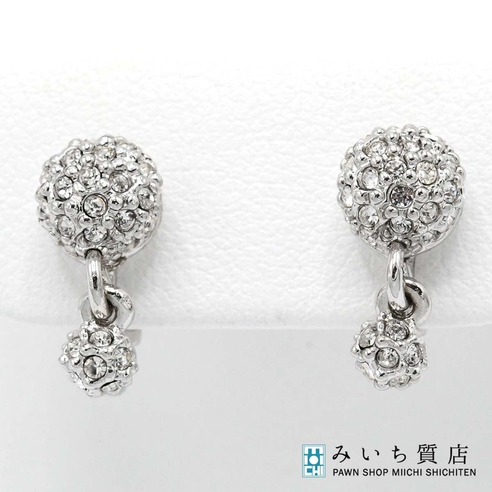 Dior Christian Rhinestone Silver Earrings for Women H12294