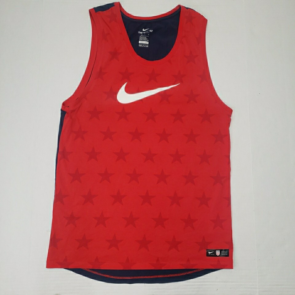 Nike USA Football Soccer Tank Top Shirt Men Small Red Blue 2 Sided USA Stars EUC