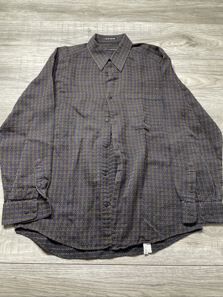 1990s Button Up Designer Patterned Black JHANE BARNES sz Med