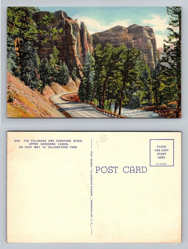 Cody, WY-Wyoming, Palisades Shoshone River Upper Canyon Road Vintage Postcard