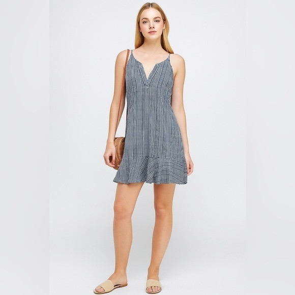 J.Crew Blue & White Plaid Sleeveless Dress 6