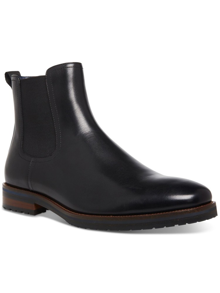 Steve Madden Mens Black Leather Chelsea Boots with Pull Tab Size 10.5 M