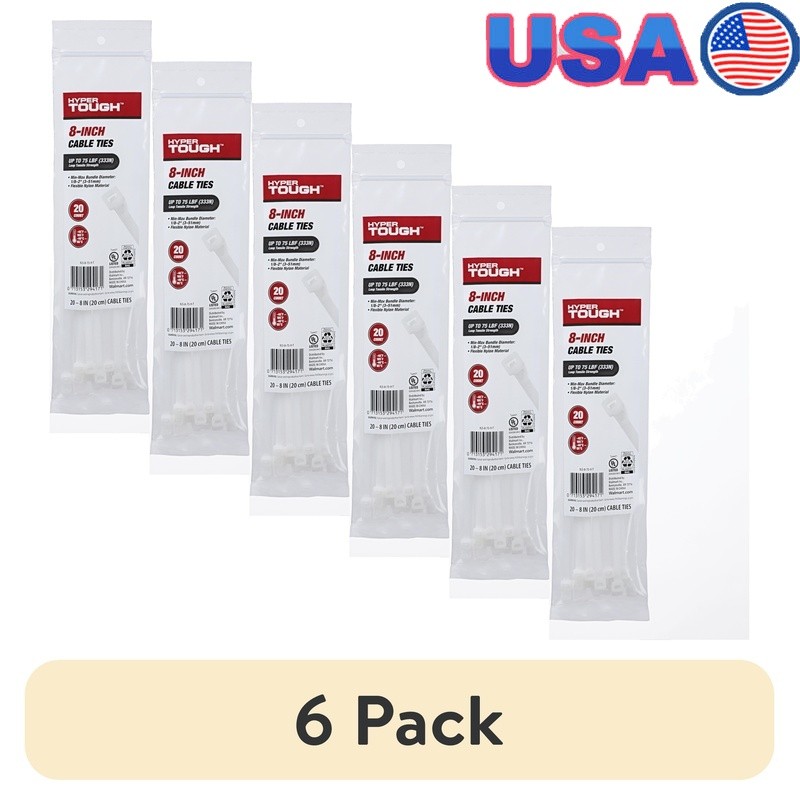 8-Inch Heavy-Duty Nylon Cable Ties 20-Pack for Organizing and Securing Wires