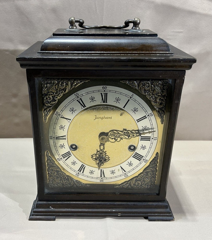 Vintage Junghans Wooden Mantle Desk Clock Made In Germany