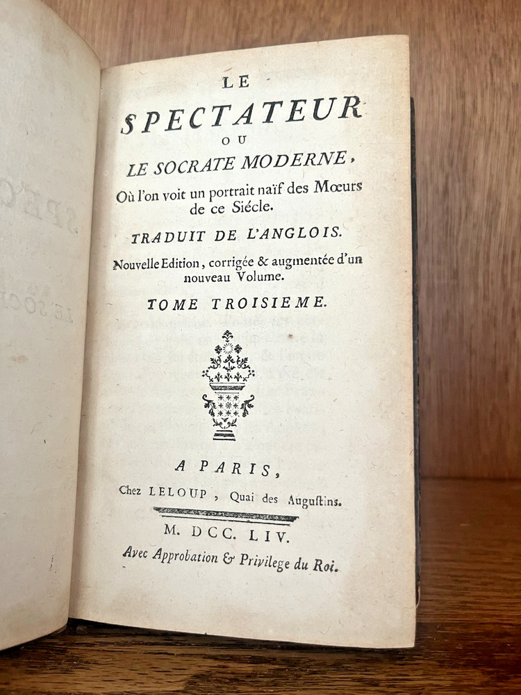 1754 THE SPECTATOR & MODERN SOCRATES Antique Philosophy Enlightenment Literature